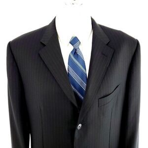 Corneliani Virgin Wool 3 Button Suit Jacket 42R‎ Or Slim 44R Gray Striped Vogue